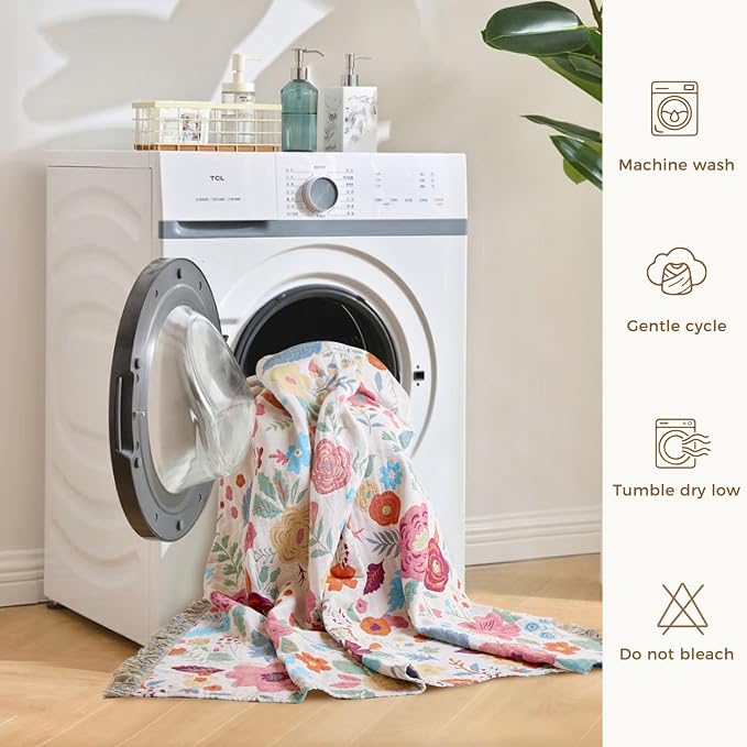 LUTBM Boho Throw Blanket for Bed Cotton Summer Blankets Twin Size for Bedroom - Image 8