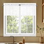 SpaceDresser Check Sheer Curtains 18 Inches Long by SpaceDresser