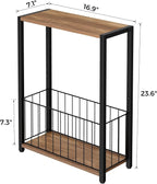 Homleke Narrow Side Table with Magazine Holder, Skinny End Table Perfect - Image 3