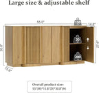 Brafab Buffet Cabinet, Wood Fluted Credenza - Image 2
