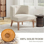 Beige Barrel Chair with Solid Wood Frame, Small Round Accent Chair, Comfy Linen - Image 5