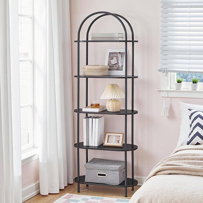 HOOBRO 5 Tier Open Bookshelf, Industrial Arched Bookcase Display Shelf Rack - Image 8