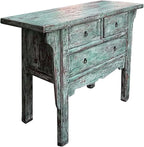 Vintage Distressed Pastel Green Marks Drawers Credenza Side Table Cabinet - Image 3