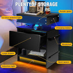 Nightstand with Induction Light & Side Charging Station, Modern Bedside Table - Image 6