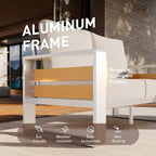 Aoxun Aluminum Patio Furniture Set, 4 Seats Luxury Metal Patio Conversation Sets - Image 3