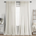 Linen Curtains 96 inches Long for Bedroom Back Tab Light Filtering Privacy by Nanspring