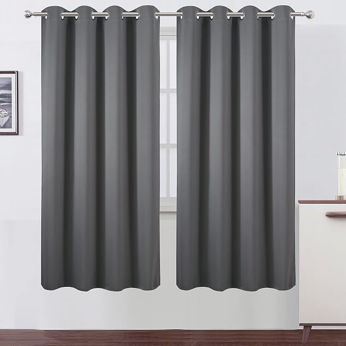 Grey Blackout Curtains/52 x 72 Inch/Set of 2 Panels Thermal Insulated Room by Lemomo