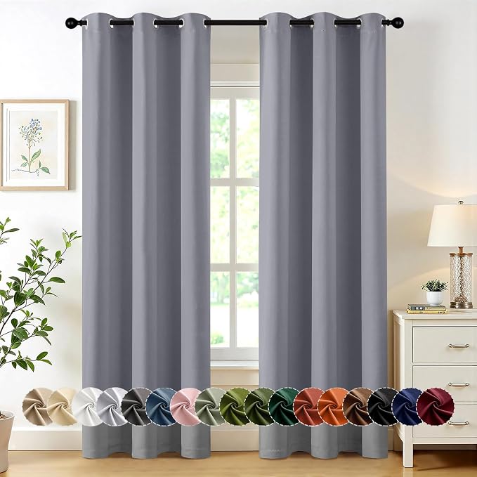 MIULEE Blackout Curtains for Bedroom 2 Panels 40 x 72 Inch Long Silver Grey | by MIULEE