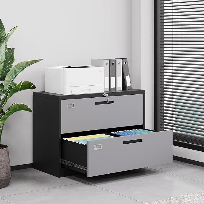 Letaya File Cabinet with Lock-Lateral 2 Drawer Metal Filing - Image 2