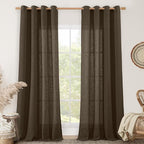 95 inches Long Linen Curtains for Living Room, Dark Brown Bronze Grommet Panels by LAMIT