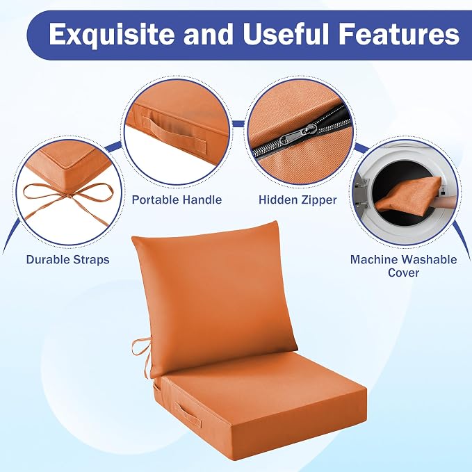 IASEAHK Outdoor Seat Cushion Set, Waterproof & Fade Resistant Patio Chair - Image 5