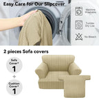 Waterproof Chair Cover with Arms 2-Piece Set Striped Slipcover - Image 5
