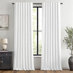 MIULEE 100% Blackout Linen Curtains 42 x 96 Inch Bright White 2 Panels | by MIULEE