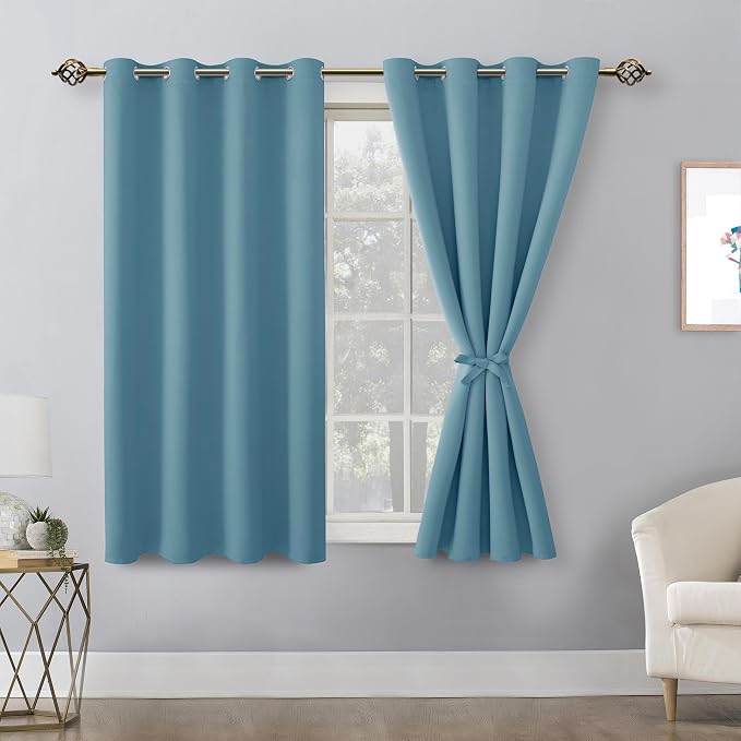 Blackout Curtains for Bedroom, Stone Blue, 52 x 54 Inch, 2 Panels | Thermal - Image 8