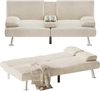 Flamaker Futon Sofa Bed Corduroy Folding Couch Adjustable Sleeper Sofa Bed by Flamaker