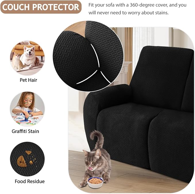 ALIECOM 100% Waterproof Recliner Sectional Couch Covers L Shape Stretch Corner - Image 6
