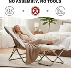 Tiita Folded Chair with Straight Ottoman, Soft Faux Fur Oversized Folding - Image 9