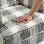 Plaid Accent Chair, Mid-Century Modern Armchair, Upholstered Decorative Reading - Image 6