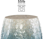 Tylin Ivory and Blue Capiz Ombre Drum Accent Table - Image 11
