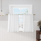 White 36 Inch Length Kitchen Curtains Linen Blend Back Tab Privacy Light by Nanspring
