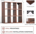 Helsin 9 Grid Vintage Coffee Mug Display Rack, 16inch Wall Mounted Wooden Curio - Image 3