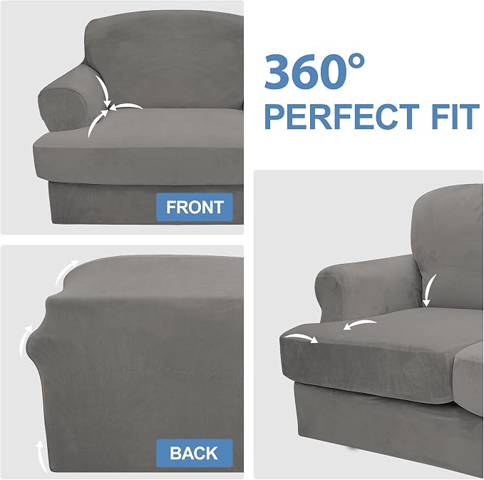 CUCRAF T Cushion Sofa Cover 4 Piece Slipcovers, Soft Thick Velvet Couch Cover - Image 8