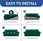 Stretch Couch Covers for Sofa, 3 Cushion Couch Slipcover, Hunter | 1-Piece - Image 6