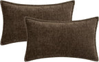 MIULEE Decorative Lumbar Throw Pillow Covers 12x20 Inch Brown 2 Pack | - Image 7