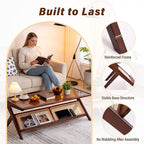 Tiita Rattan Coffee Table, Bamboo Accent Bedside Tables, Glass Nightstand Side - Image 8