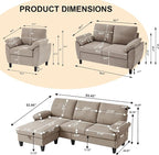 84" Convertible Sectional Sofa Set, 3 Seat L Shaped Couch - Image 2
