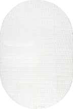 nuLOOM Nia White Geometric Washable Area Rug, Oval 5' x 8' | Nuloom Nia - Image 5