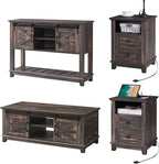 AMERLIFE Farmhouse 4-Piece Living Room Set, Entryway Console by AMERLIFE