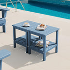 SERWALL 2-Tier HDPE Outdoor Side Tables Set of 2, Weatherproof Rectangular by SERWALL