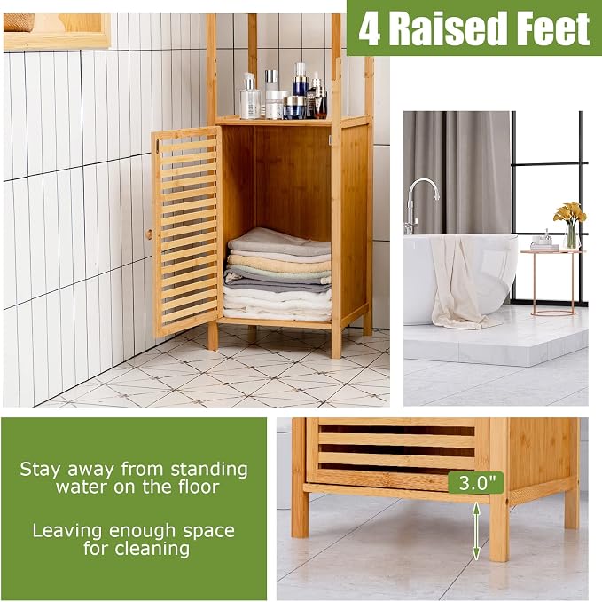 Tangkula Bathroom Cabinet, 65 Inch Tall Slim Bathroom Storage Cabinet - Image 6