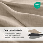100% Blackout Linen Textured Curtains 84 Inch Long, Burlywood Birch | 100% - Image 4