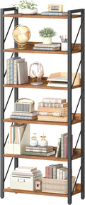 HOOBRO Bookshelf, 6-Tier Industrial Bookcase, Book Shelf Storage Organizer by HOOBRO