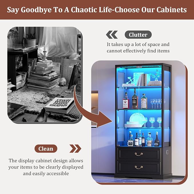 TAGELIER 67" Tall Display Cabinet - Image 6