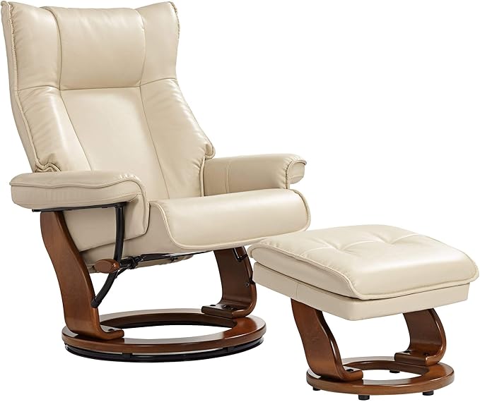 Benchmaster Morgan Stucco Swivel Faux Leather Recliner by Benchmaster