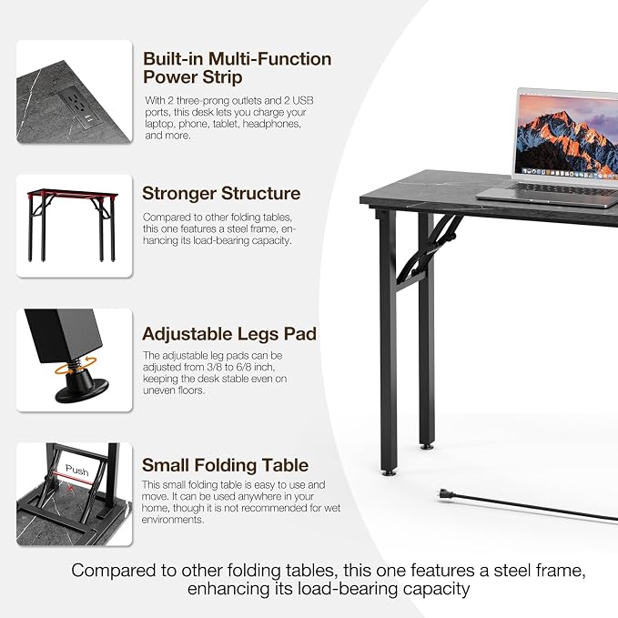 TEMI Small Computer Desk Folding Table - Image 8