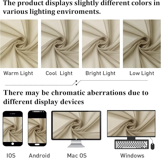 Taupe Sheer Curtains 54 Inch Length 2 Panels Set, Balance Light & Privacy Solid - Image 7