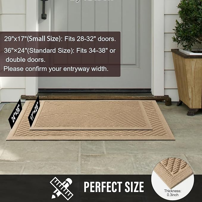 Sturdy Front Door Mat, Absorbent Muddy Dirt Resist Welcome Door Mats Outdoor - Image 3