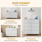 DUMOS Dresser for Bedroom, 5 Storage Drawers, Wide Fabric Closet Chests - Image 10