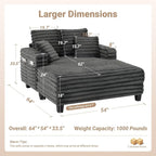Amsleekey 64" Chaise Lounge Chair Indoor, Oversized Sleeper Chair - Image 2