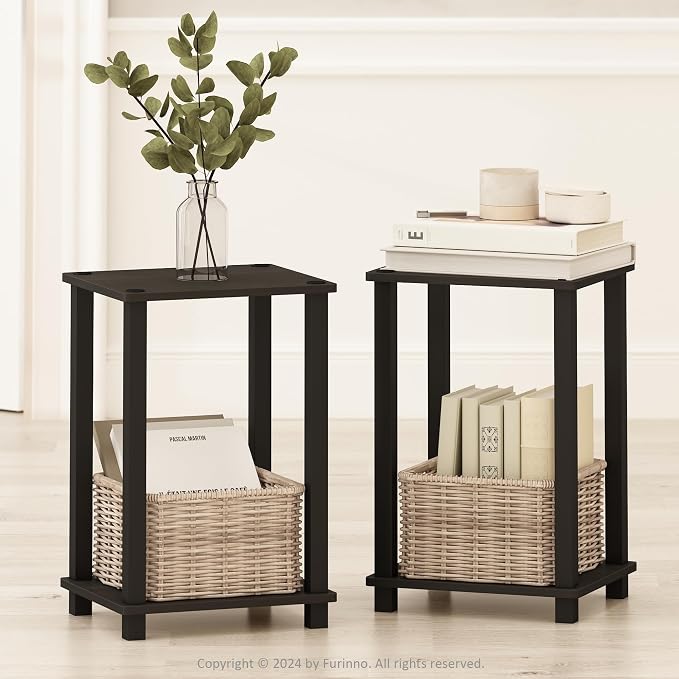 Furinno Simplistic Night Stand Set of 2, 2-Tier Small Nightstand - Image 4