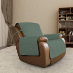 Easy-Going Reversible Couch Cover, Oversized Recliner, Cyan/Ivory | Machine - Image 2