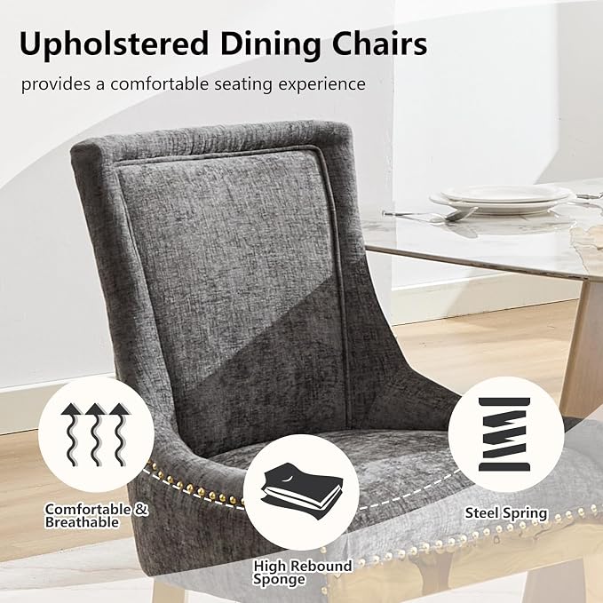 Upholstered Dining Chairs Set of 4, Modern Fabric Side Chairs - Image 4