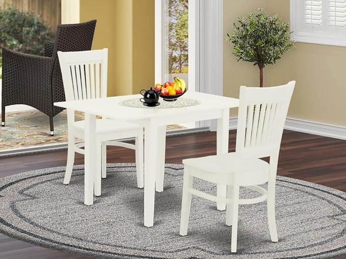 East West Furniture NDVA3-LWH-W 3 Piece Modern Dining Table Set Contains a - Image 2
