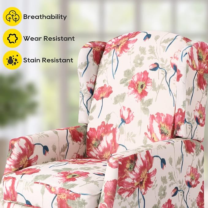 Upholstered Wingback Recliner Chair, Traditional Push Back Recliner Chair - Image 7