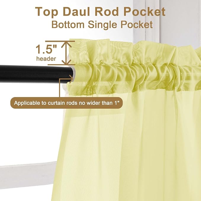 Chyhomenyc Lemon Sheer Curtains 84 Inches Long - Image 5