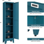 YAUWOH White Narrow Metal Storage Cabinet, Tall Freestanding Cabinet - Image 3